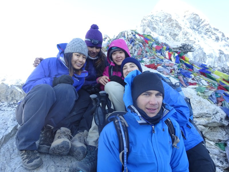 Five from our group on the summit. So exhausted! So happy! So cold!